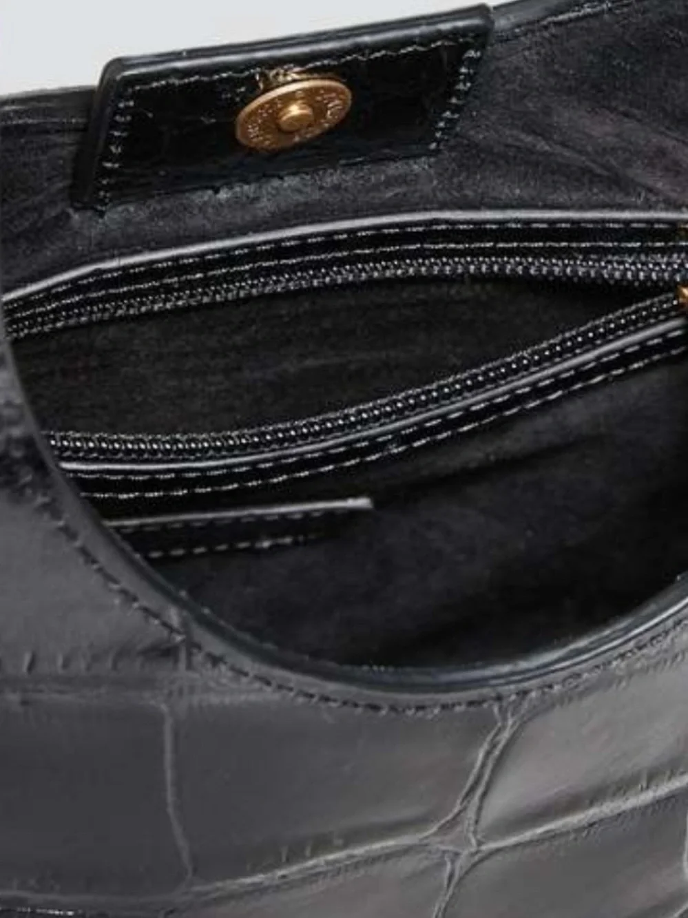 NWT Staud Rey Bag, black embossed croc - Picture 3 of 10